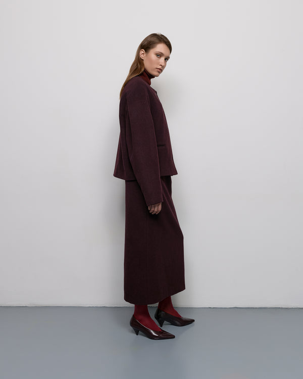 Wool short coat - Burgundy