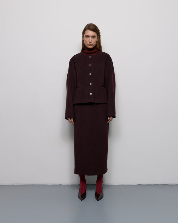 Wool short coat - Burgundy