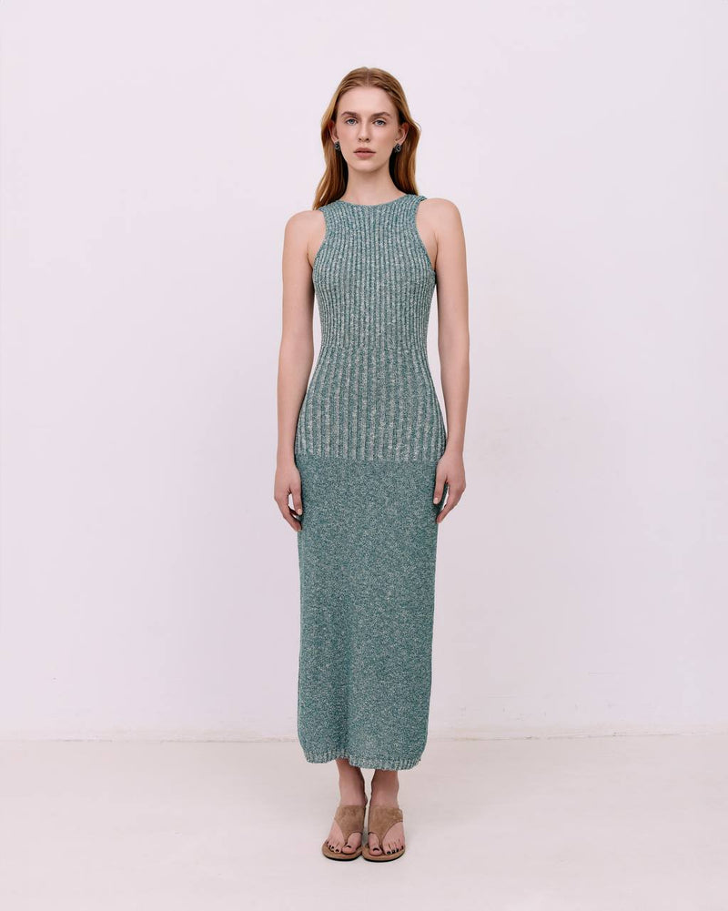 Midi bouclé dress - Aquamarine