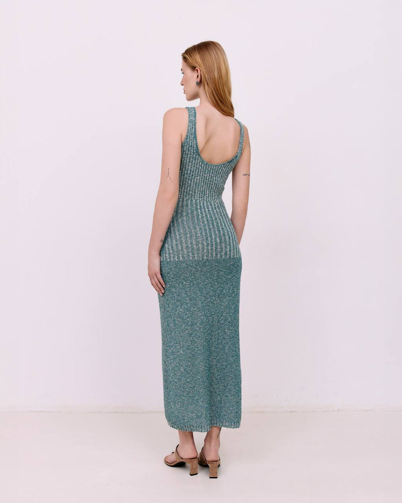 Midi bouclé dress - Aquamarine