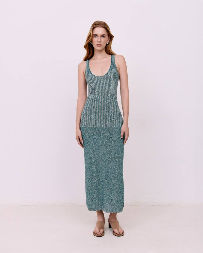 Midi bouclé dress - Aquamarine